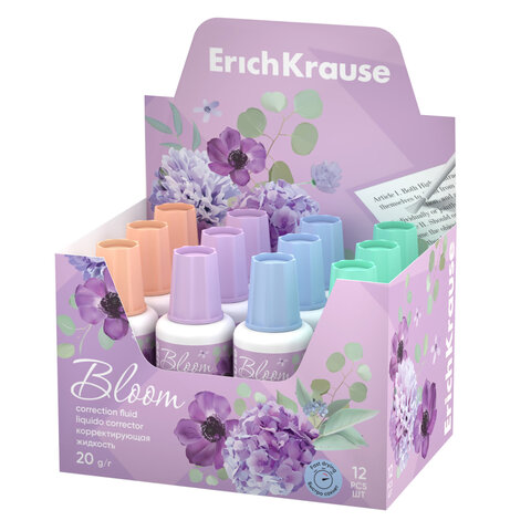 Корректирующая жидкость ERICH KRAUSE "Pastel Bloom", 20 мл, флакон с кисточкой, ассорти, 61927 - фото 4