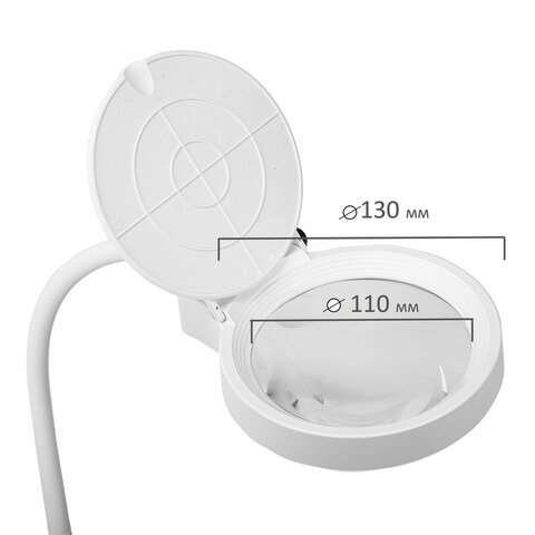 Лупа настольная с LED-ПОДСВЕТКОЙ, диаметр 110 мм, увеличение 3, корпус белый, BRAUBERG, 455930 - фото 12