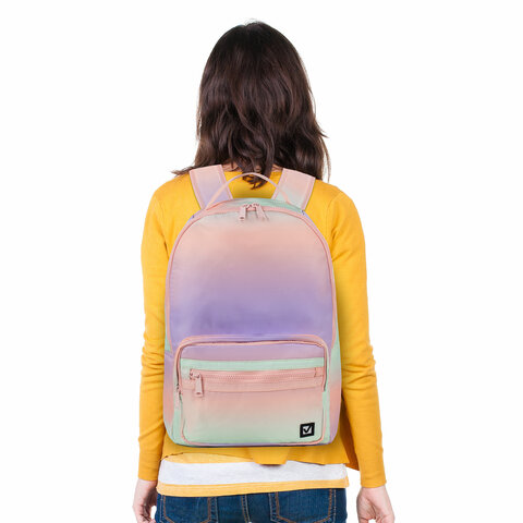 Рюкзак BRAUBERG MULTICOLOR универсальный, нейлон, "Gradient", разноцветный, 43х28х14 см, 229889 - фото 9