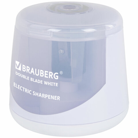 Точилка электрическая BRAUBERG DOUBLE BLADE WHITE, двойное лезвие, питание от 2 батареек, 271337 - фото 9