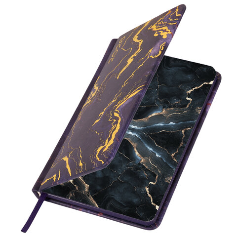 Еженедельник датированный 2026 МАЛЫЙ ФОРМАТ 95х155 мм, А6, BRAUBERG "Vista", под кожу "Black marble", 117203 - фото 3