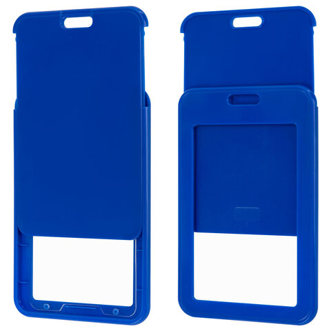 Бейдж вертикальный (85х54 мм), с рулеткой 70 см с клипом, СЛАЙДЕР, синий, BRAUBERG EXTRA, 238844 - фото 7