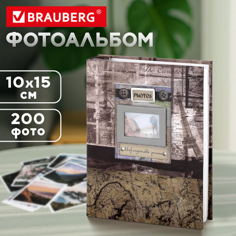 Фотоальбом BRAUBERG на 200 фотографий 10х15 см, твердая обложка, "Путешествие", бокс, коричневый, 390672 - фото 13