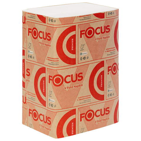 Салфетки 200 шт., FOCUS (Система N4) Premium, 2-слойные, КОМПЛЕКТ 15 шт., 23х16,8 см, V-сложение, белые, 5083738 - фото 1