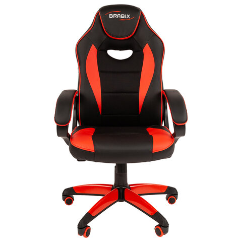 Кресло компьютерное BRABIX "Blaze GM-162", TW/экокожа, черное/красное, 532580, 7083508 - фото 4