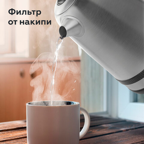 Чайник BQ (БИ-КЬЮ) KT1724SW, 1,7 л, 2200 Вт, закрытый нагревательный элемент, ТЕРМОРЕГУЛЯТОР, стальной, 86189269 - фото 10