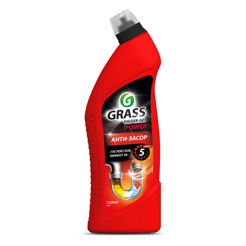 Средство для прочистки канализационных труб 750 мл GRASS DIGGER-GEL POWER, гель, щелочное, 125181 - фото 1