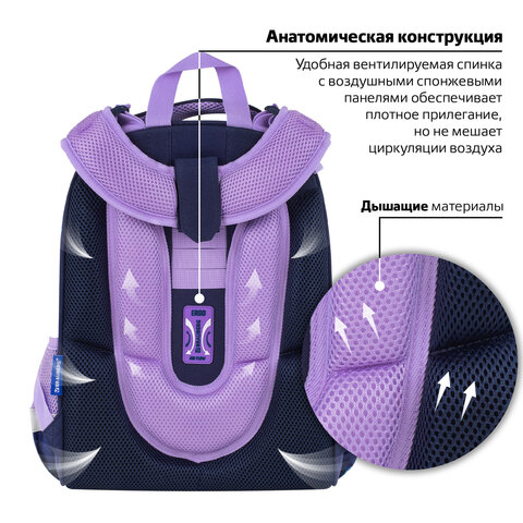 Ранец BRAUBERG PREMIUM, 2 отделения, с брелоком, "Night catcher", СВЕТЯЩИЙСЯ, 38х29х16 см, 273099 - фото 17