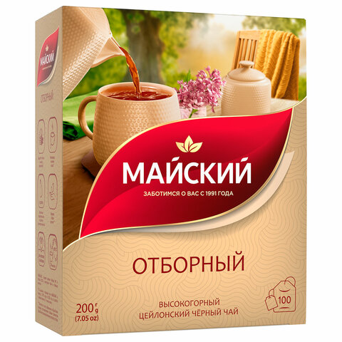 Чай МАЙСКИЙ "Отборный" черный, 100 пакетиков по 2 г, 102224 - фото 5