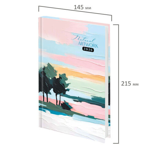 Ежедневник датированный 2026 145х215 мм, А5, STAFF, ламинированная обложка, "Живопись", 117329 - фото 2