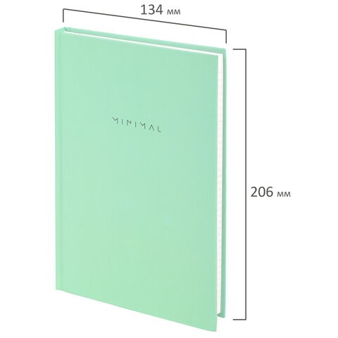 Блокнот А5 134х206 мм, 80 л., твёрдый, клетка, BRAUBERG "Minimal", мятный, 116443 - фото 2