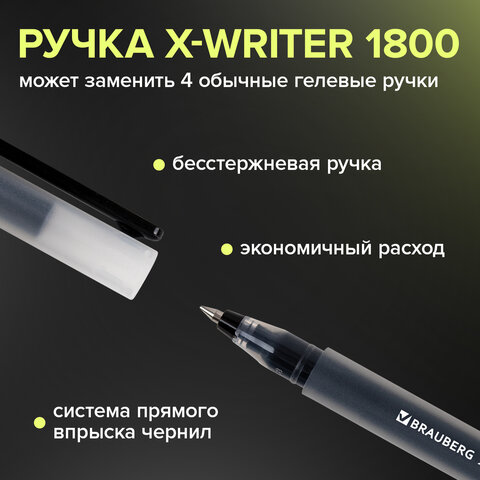 Ручки гелевые BRAUBERG X-WRITER 1800, УВЕЛИЧЕННАЯ ДЛИНА ПИСЬМА 1 800 м, ЧЕРНЫЕ, НАБОР 4 ШТУКИ, стандартный узел 0,5 мм, 144136 - фото 14