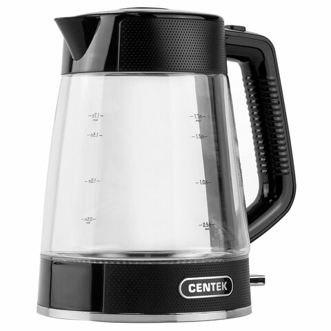 Чайник CENTEK CT-1014, 1,7 л, 2200 Вт, закрытый нагревательный элемент, стекло, черный, CT-1014 Black - фото 2