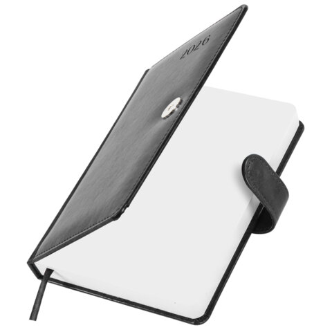 Ежедневник датированный 2026 А5 138x213 мм, BRAUBERG "Legend", под кожу, застежка, серый, 117068 - фото 4