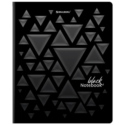 Тетрадь А5, 48 л., BRAUBERG, скоба, клетка, матовая ламинация, выборочный лак, "Black" (микс в спайке), 404375 - фото 6