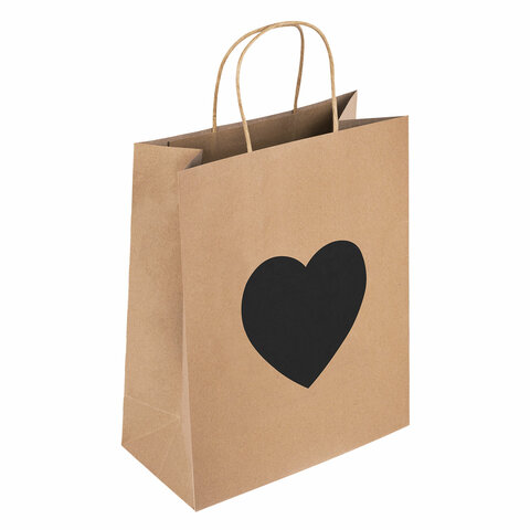 Пакет подарочный КОМПЛЕКТ 7 шт., 26x13x32 см, скретч-слой + стилус, "Heart on Kraft", ЗОЛОТАЯ СКАЗКА, 591971 - фото 2
