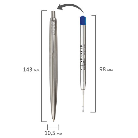Ручка шариковая PARKER "Jotter XL Monochrome Stainless Steel CT", корпус серебристый, сталь, синяя, 2122756 - фото 8