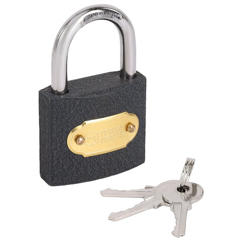 Замок навесной чугунный "Стандарт", ширина 38 мм, английский, 3 ключа, ГРАНДМАСТЕР, 671291 - фото 2