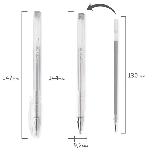Ручки гелевые BRAUBERG "Jet", НАБОР 6 ЦВЕТОВ, БЛЕСТКИ, узел 1 мм, линия письма 0,8 мм, 141030 - фото 9