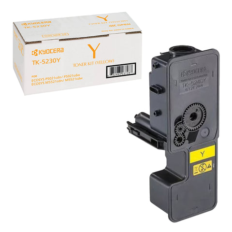 Тонер-картридж KYOCERA (TK-5230Y) ECOSYS P5021cdn/cdw/M5521cdn/cdw, желтый, ресурс 2200 стр., оригинальный, 1T02R9ANL0 - фото 1