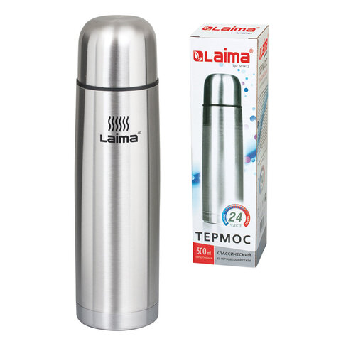 Термос LAIMA классический с узким горлом, 0,5 л, нержавеющая сталь, 601412 Термос LAIMA классический с узким горлом, 0,5 л, нержавеющая сталь, 601412 - фото 1