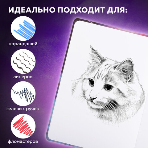 Скетчбук, белая бумага 120 г/м2, 145х203 мм, 80 л., резинка, твердый, BRAUBERG ART DEBUT "Фламинго", 114584 - фото 12
