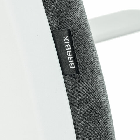 Кресло детское BRABIX "Fancy MG-201W", с подлокотниками, пластик белый, велюр, серое, 533010 - фото 5