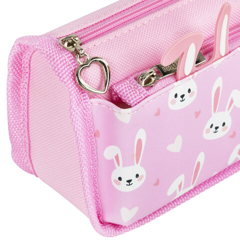 Пенал мягкий ЮНЛАНДИЯ, 2 отделения, полиэстер, "Bunnies", розовый, 21х9х6 см, 272346 - фото 4