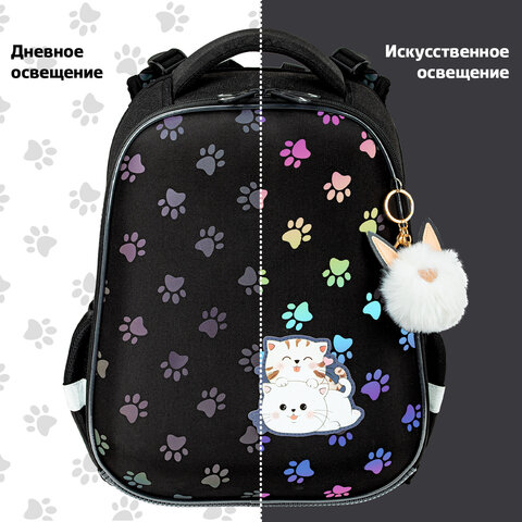 Ранец BRAUBERG LUMINOUS, 2 отделения, с брелоком, "Paws", СВЕТЯЩИЙСЯ РИСУНОК, 38х29х16 см, 271366 - фото 14