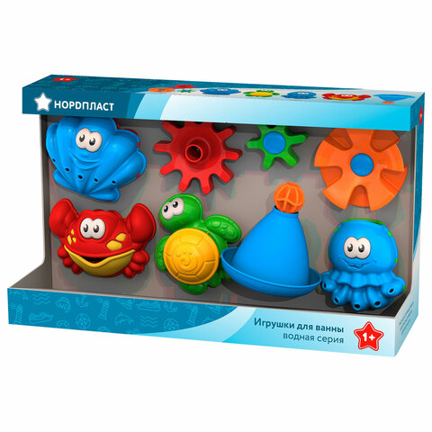 Игрушки для ванны в наборе, пластиковые, 6 шт., НОРДПЛАСТ, 741 - фото 2