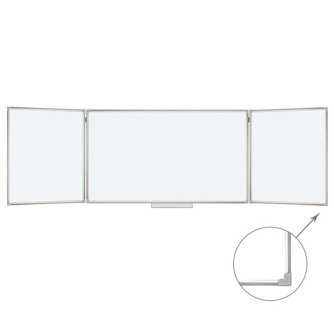 Доска магнитно-маркерная 3-х элементная 100х150/300 см, 5 рабочих поверхностей, белая, BRAUBERG, 231708 - фото 2