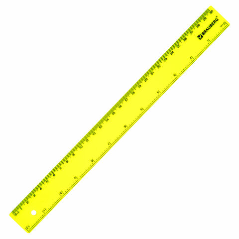 Линейка пластиковая 30 см, BRAUBERG, неоновая, ассорти, 210839 - фото 4