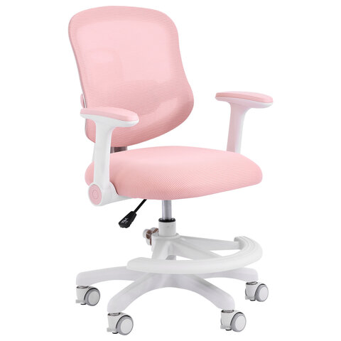 Кресло детское с подставкой для ног BRABIX KIDS "MG-215", сетка/ткань TW, розовое, 533311 - фото 1