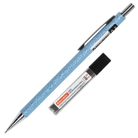 Карандаш механический 0,5 мм + грифели HB 12 штук на блистере, BRAUBERG "OCEAN BLUE", 181970 - фото 2