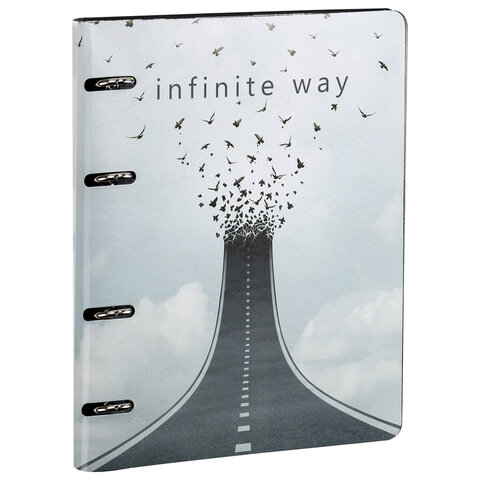 Тетрадь на кольцах А5 (180х220 мм), 80 листов, под кожу, клетка, BRAUBERG VISTA, Infinite way, 112132 - фото 1