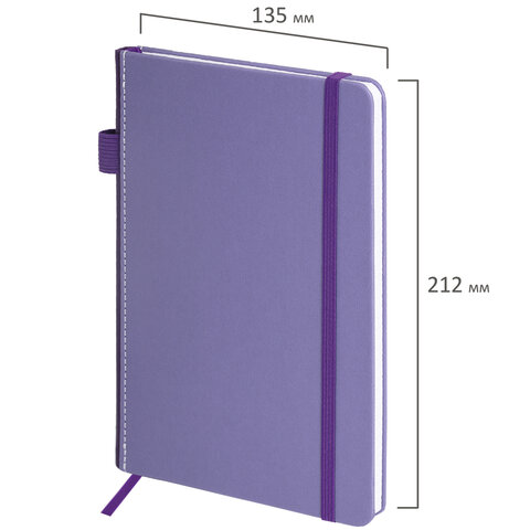 Блокнот А5 135x212 мм BRAUBERG "Edge", под кожу, резинка, держатель, 80 л., клетка, сиреневый, 117150 - фото 3