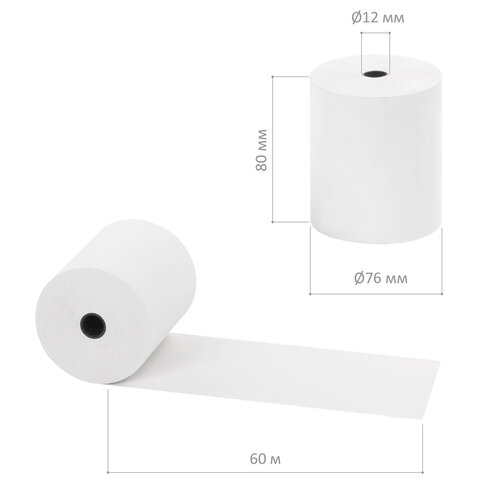 Чековая лента ТЕРМОБУМАГА 80 мм (диаметр 74-76 мм, длина 60 м, втулка 12 мм) КОМПЛЕКТ 6 шт., STAFF, 110449 - фото 5