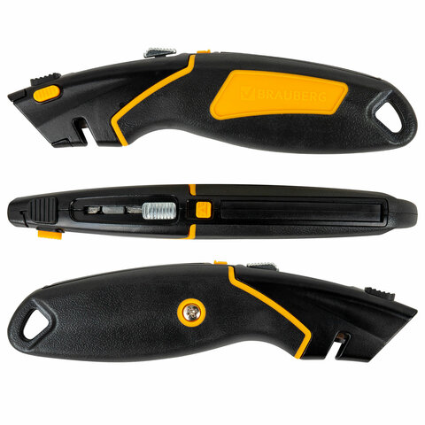 Нож универсальный мощный цинковый BRAUBERG METALLIC PRO, автофиксатор, резиновые вставки, 238738 - фото 5