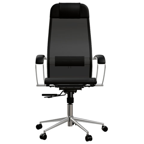 Кресло МЕТТА "ErgoLife" 10 B1-104K, хром, синхромеханизм, прочная сетка, черное - фото 4