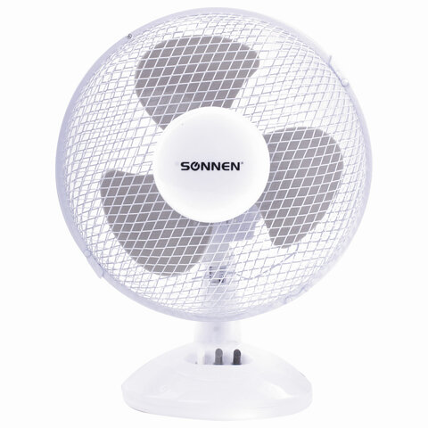 Вентилятор настольный SONNEN FT23-B6, d=23 см, 25 Вт, на подставке, 2 скоростных режима, белый/серый, 451038 - фото 1