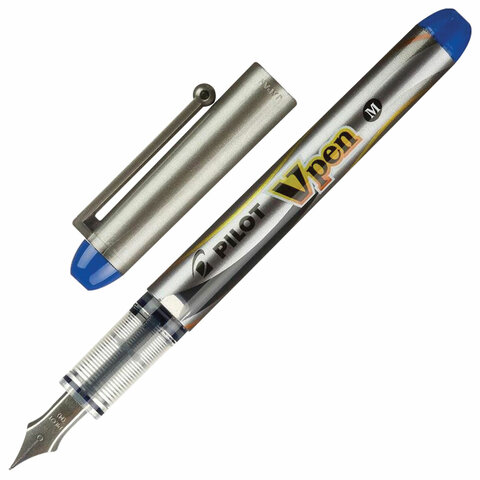 Ручка перьевая PILOT V-Pen, СИНЯЯ, корпус серый, линия письма 0,58 мм, SVP-4M L - фото 1