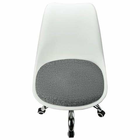 Кресло стул BRABIX "Eames MG-310 CH", хром, пластик белый, ткань серая, 532924 - фото 7