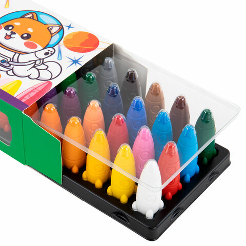 Восковые мелки фигурные BRAUBERG KIDS "РАКЕТА", НАБОР 36 цветов + НАКЛЕЙКИ В ПОДАРОК, 273084 - фото 3