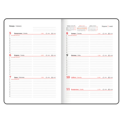 Еженедельник датированный 2026, А5, 145х215 мм, BRAUBERG "Select", балакрон, темно-синий, 117181 - фото 12