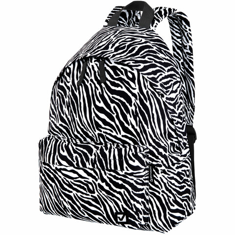 Рюкзак BRAUBERG СИТИ-ФОРМАТ универсальный, "Zebra", белый/черный, 41х32х14 см, 271680 - фото 1