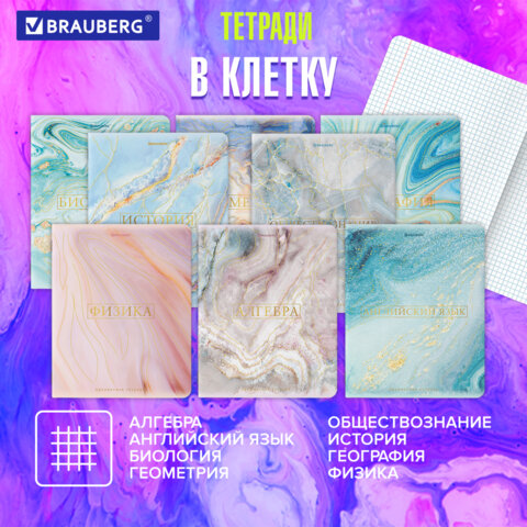 Тетради предметные со справочным материалом, КОМПЛЕКТ 10 ПРЕДМЕТОВ, 48 л., SoftTouch, фольга, BRAUBERG, "PASTEL", 404031 - фото 17