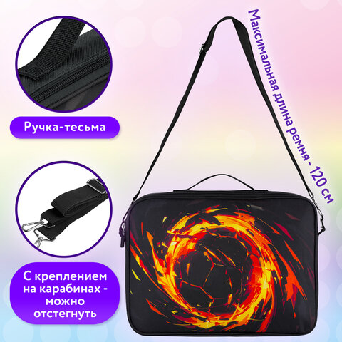 Папка на молнии с ручками BRAUBERG KIDS А4, 1 отделение, регулируемый плечевой ремень, 60 мм, "Fire split", 273318 - фото 12