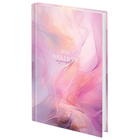 Ежедневник датированный 2026 145х215 мм, А5, STAFF, ламинированная обложка, "Delicate", 117330 - фото 1