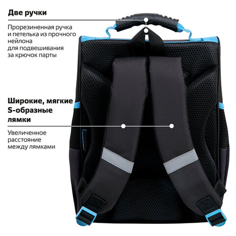 Ранец ПИФАГОР BASIC, 1 отделение, 3 кармана, эргономичная спинка, "Angry shark", 35х28х18 см, 272044 - фото 17