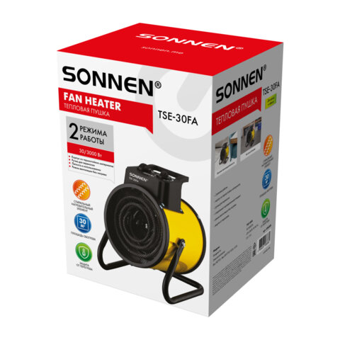 Тепловая пушка электрическая SONNEN TSE-30FA, 3000 Вт, ТЭН/спиральный нагревательный элемент, 2 режима, 456208 - фото 9
